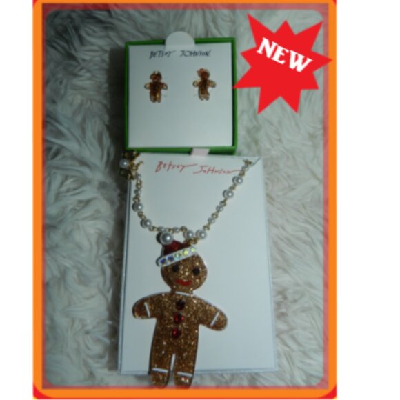 Betsey Johnson Gingerbread Earrings & Necklace Jewelry Gift sets🆕FAST😮‍💨⚡ - Picture 1 of 16